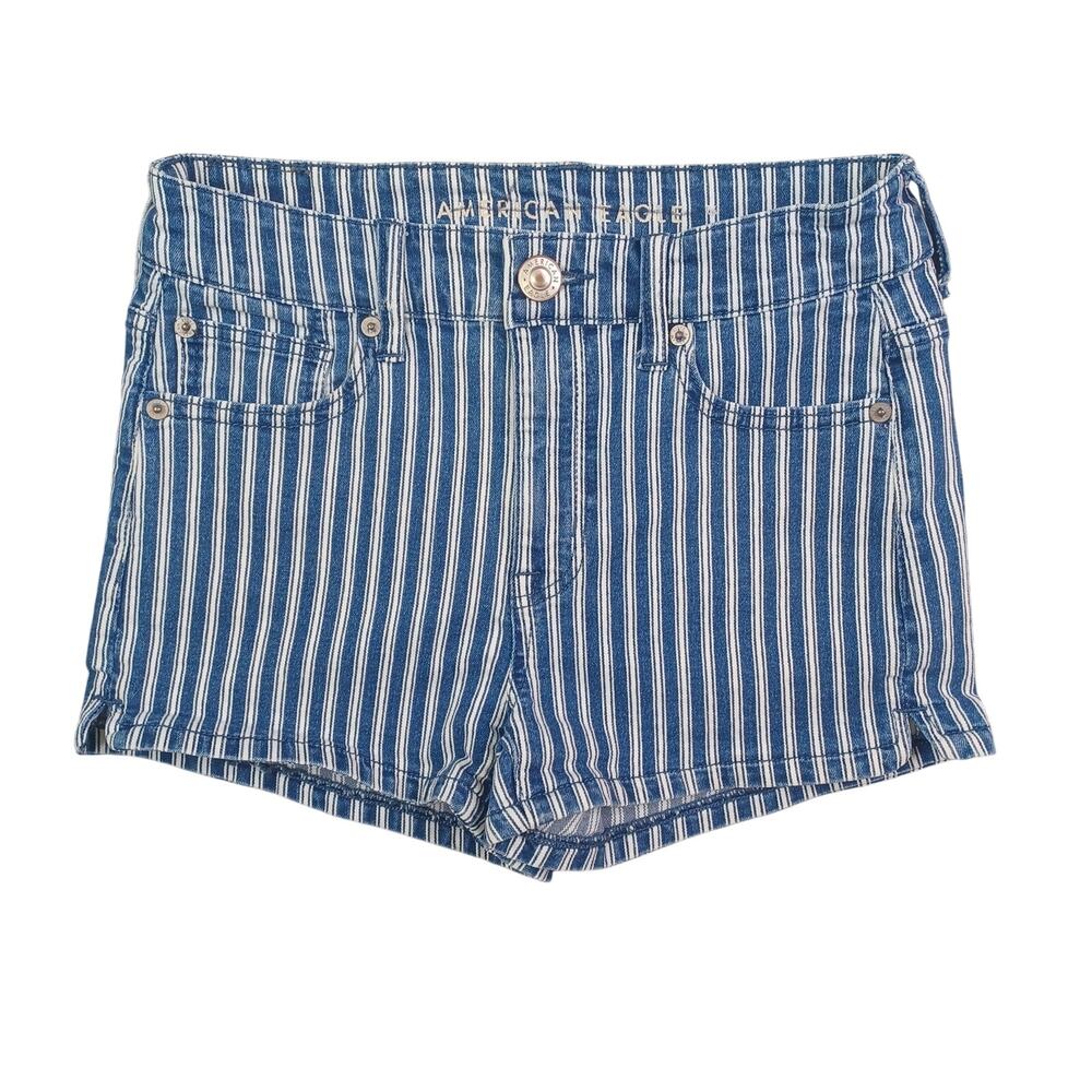 American Eagle Next Level Stretch Denim Shorts Women Size 4 Blue Hi-Rise Shortie